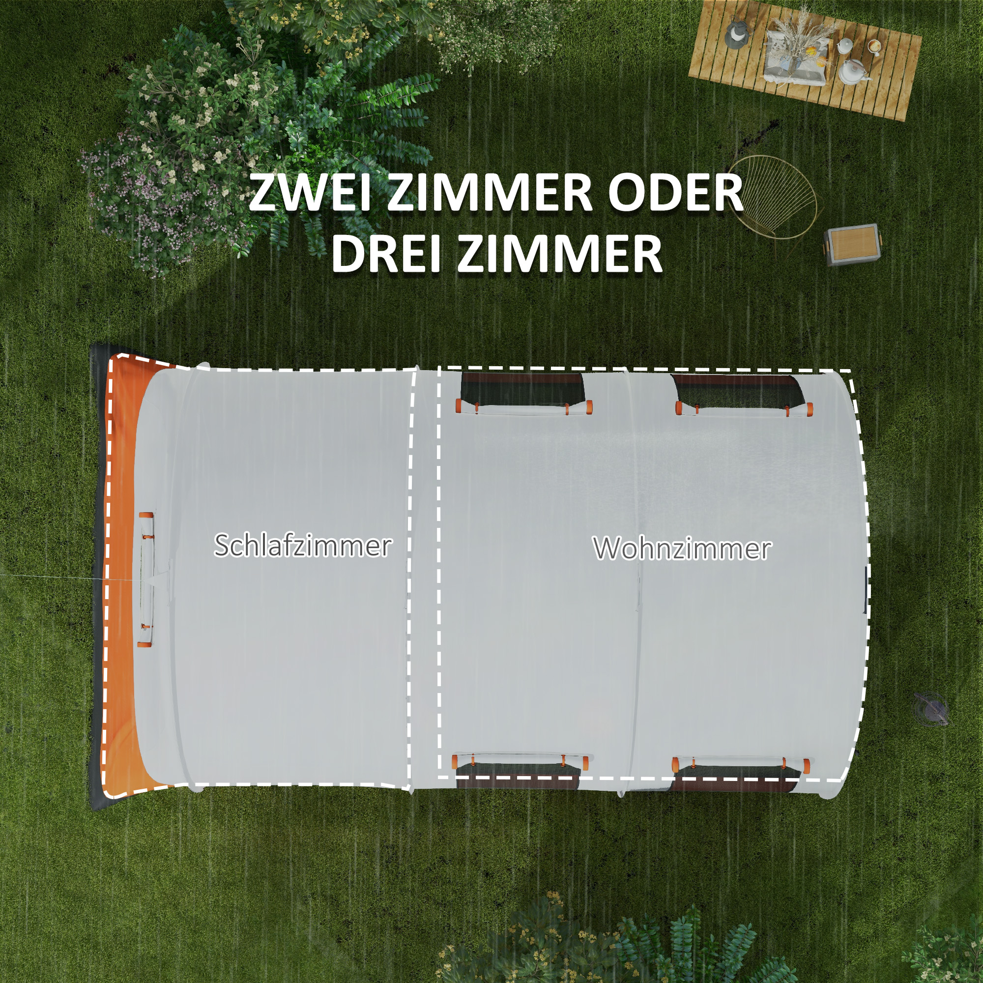 Campingtent tot 6 Pers, FamilieTent, Aparte Ruimtes, Waterdicht, Cr��mewit