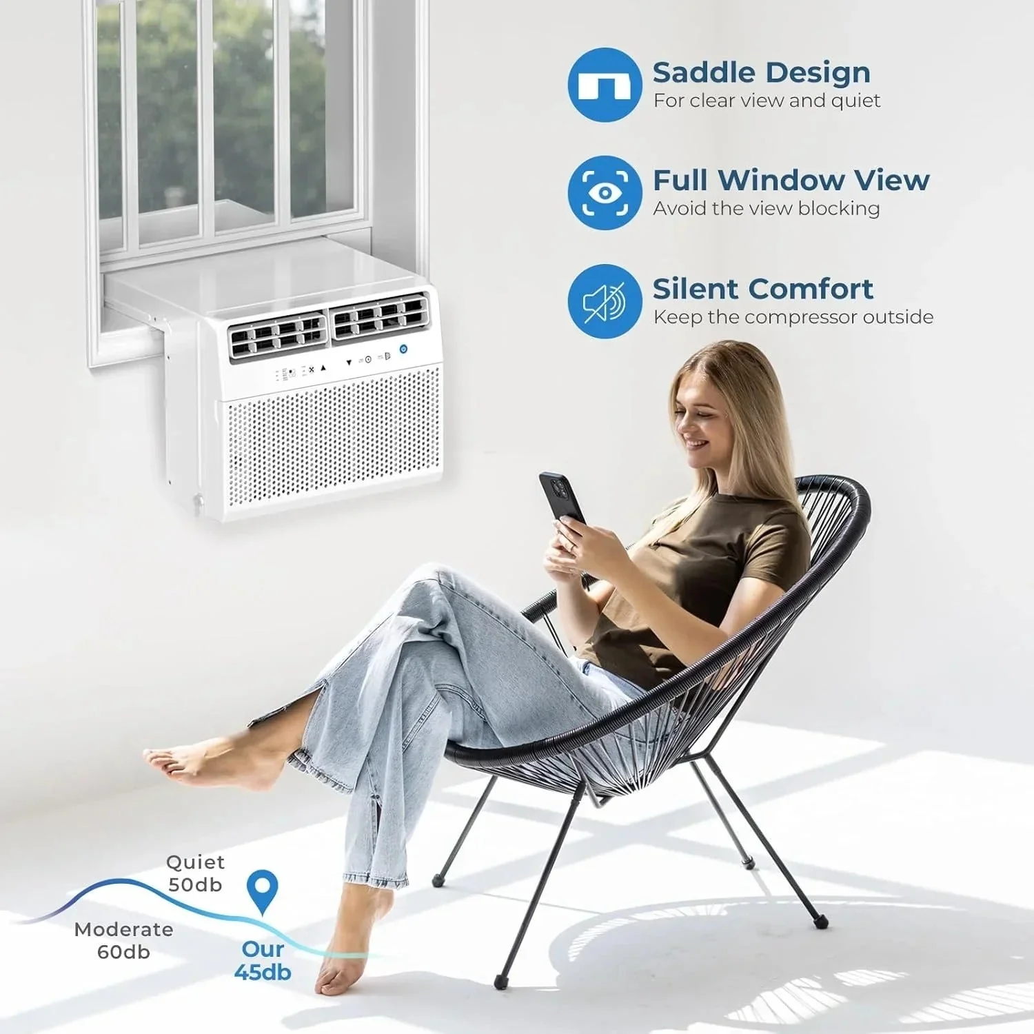 Antarctic Star U-shaped window air conditioner 12000 BTU Ultra-quiet window air conditioner Cools