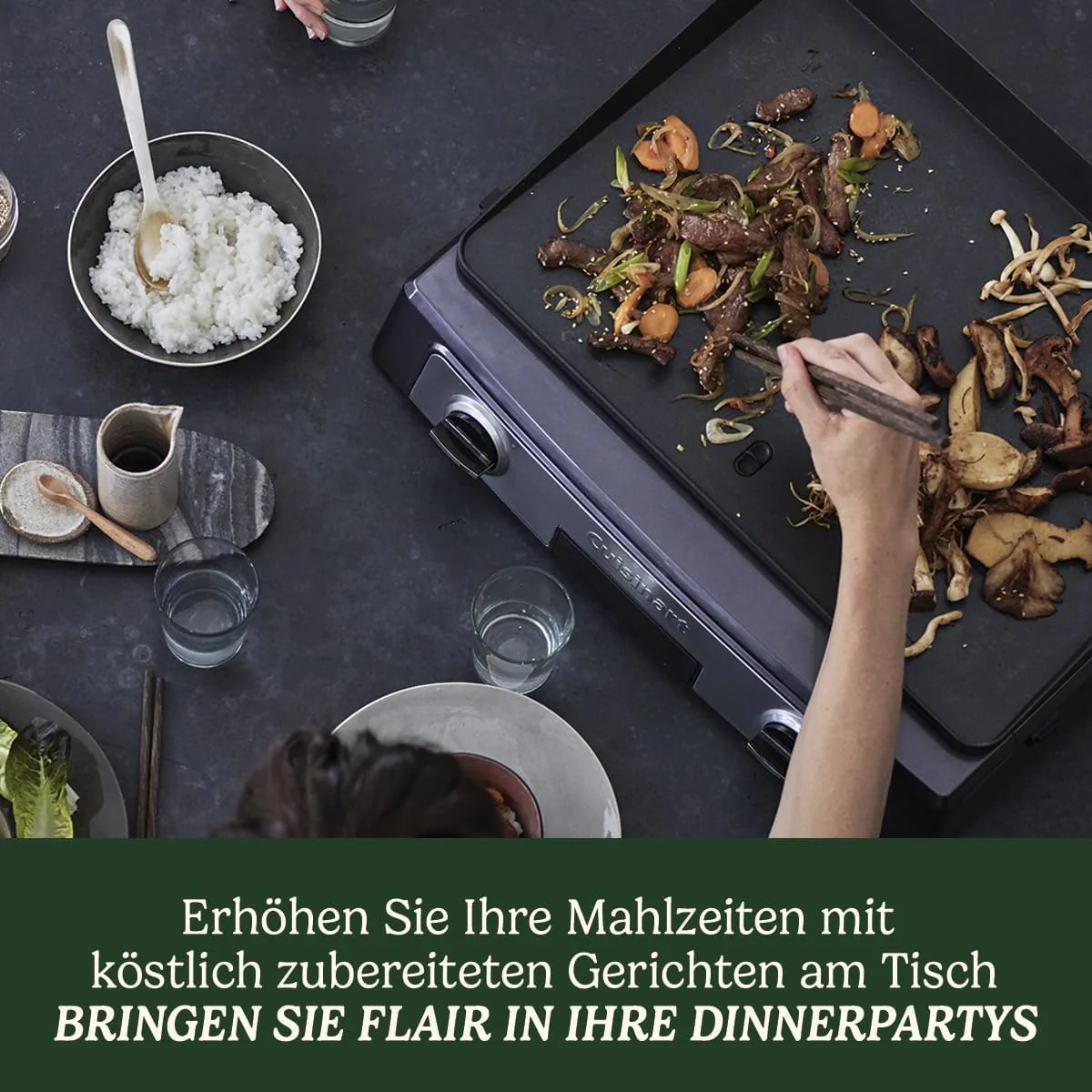 Cuisinart Hot Plate Entertaining Grill & Griddle | XL Elektrische Plancha Grill, Teppanyaki Grillplaat voor thuis | Afneembare plaat met antiaanbaklaag, 2-zone temperatuurregeling tot 260��C