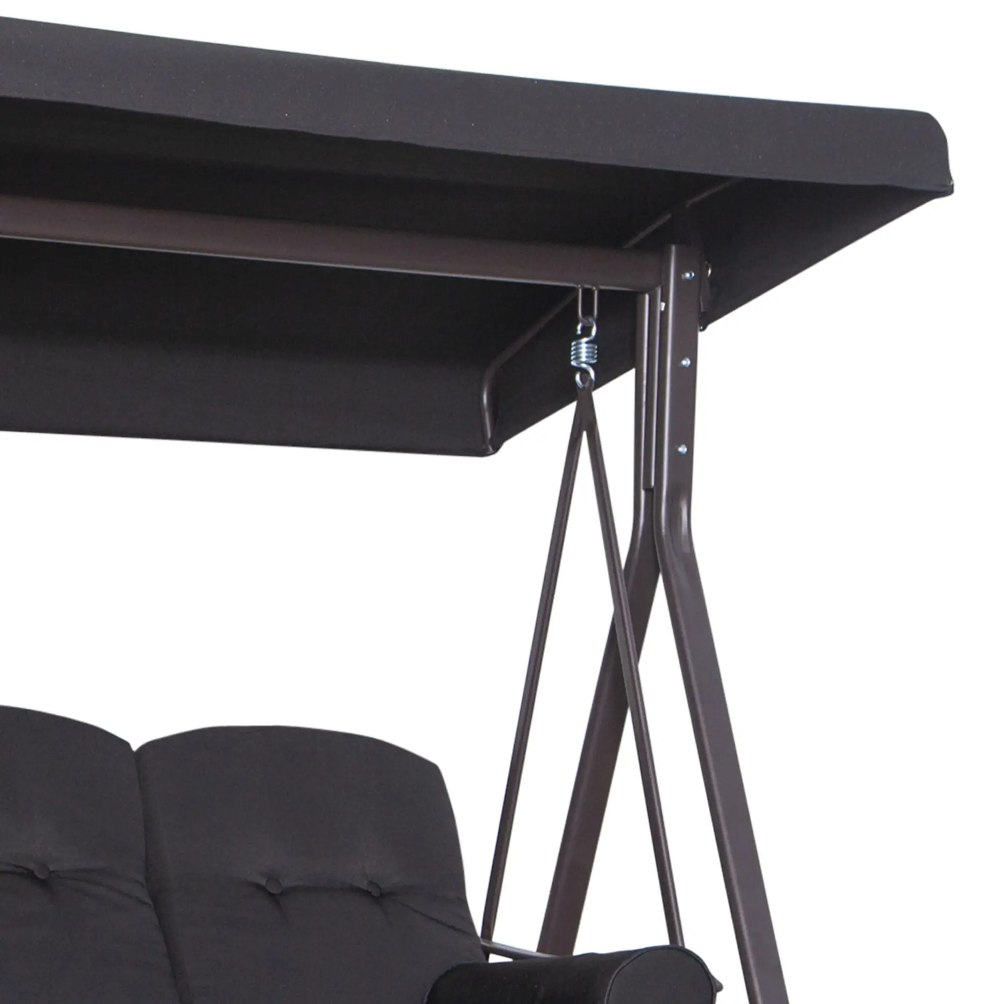 Outsunny 3-Sitzer Hollywoodschaukel mit Sonnendach & Kissen – Schwarz