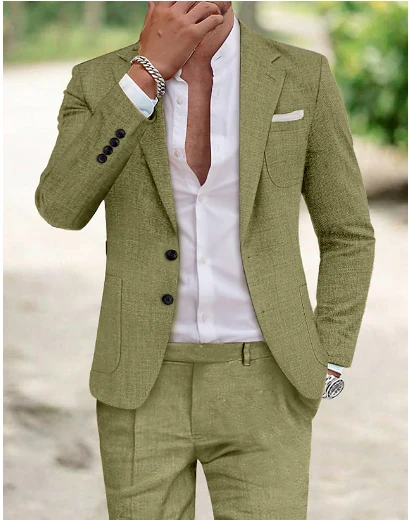 Moderner Herrenanzug f��r den Sommer | Atmungsaktiver Zweiteiler aus leichtem Stoff | Bequemes Sakko und Hose Set Slim Fit