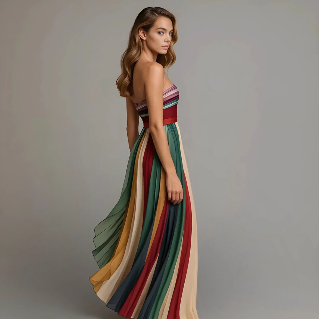 Tr?gerloses Plissee-Maxikleid f��r Damen