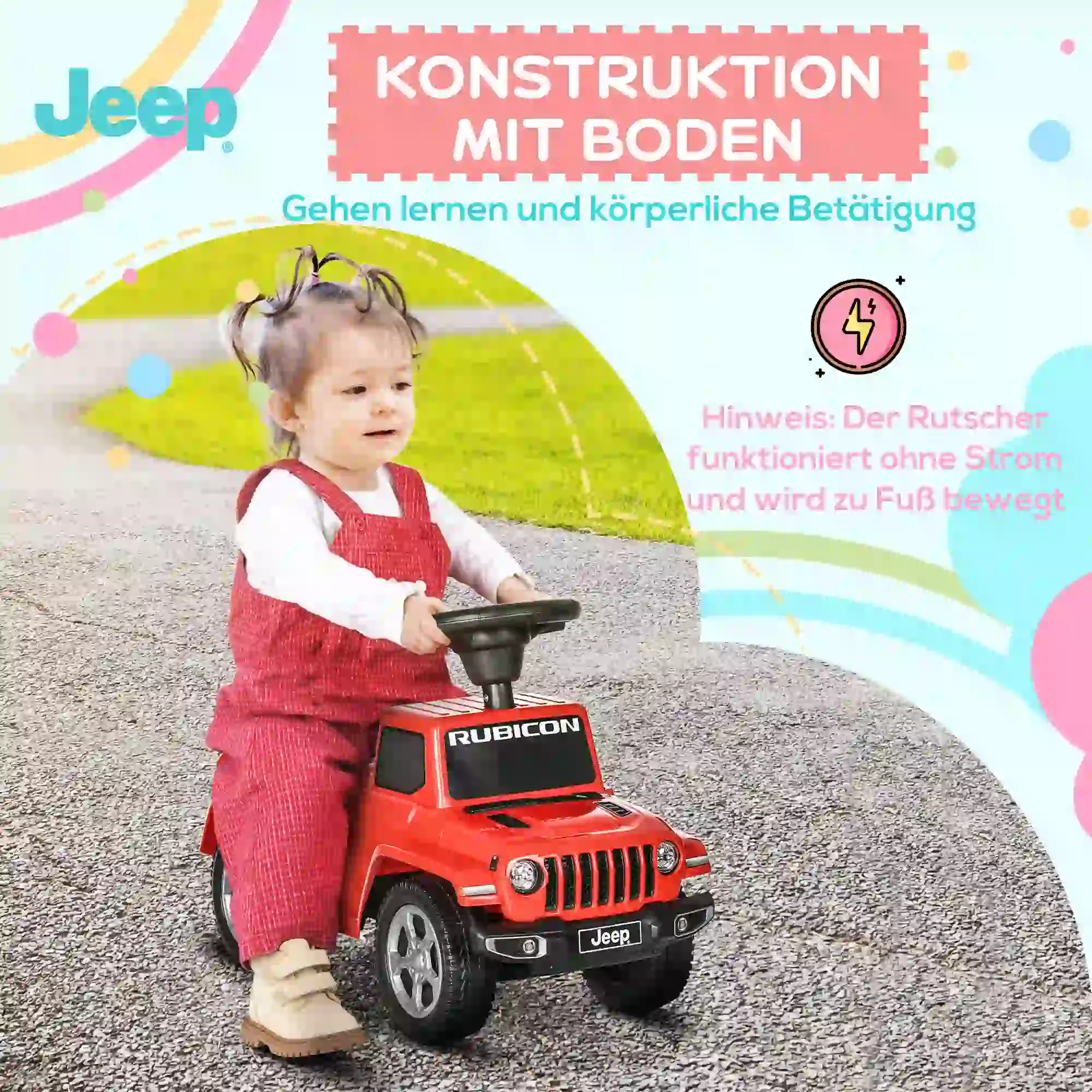 AIYAPLAY Loopauto Kinderrijtuig met Opbergruimte & Kantelbeveiliging Rood