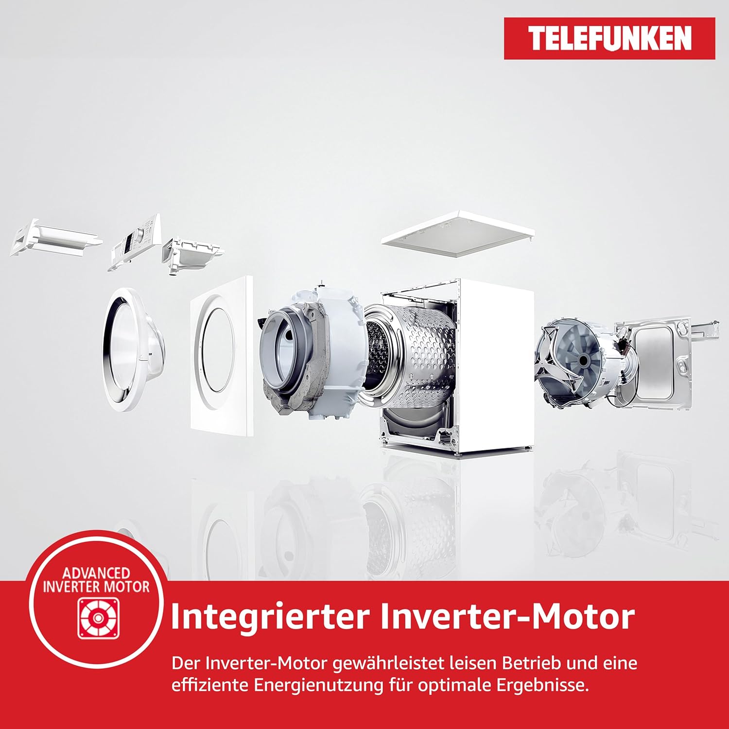 Telefunken Waschtrockner, 9 kg Waschen / 6 kg Trocknen, Waschmaschine mit Trockner integriert, 1400 U/Min, Frontlader Waschtrockner Kombi, Inverter Motor, AquaStop, 15 Programme, Energiesparend, Weiß