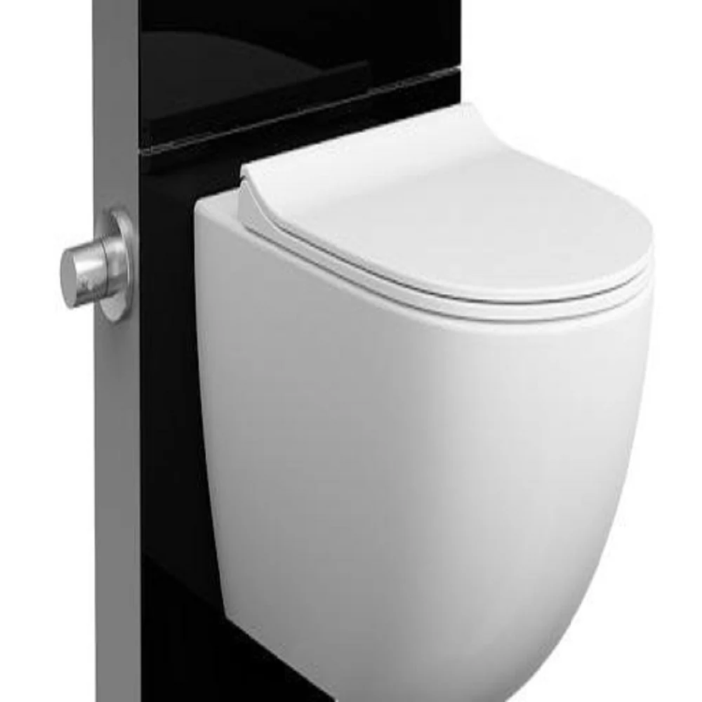 VitrA Vitrus Staande Spoelbak: Zwart met Armatuur voor Hangend Douchertoilet