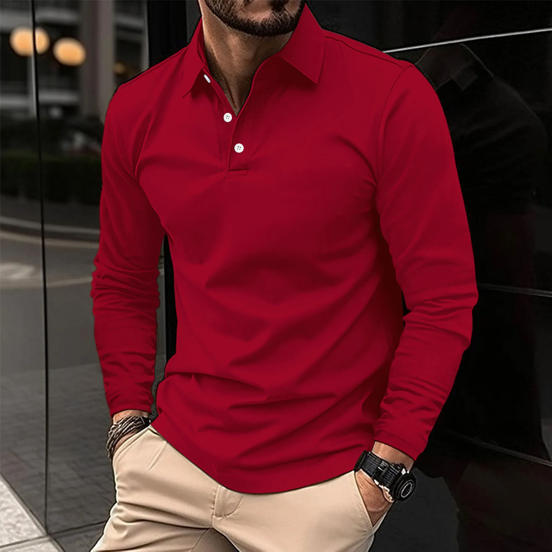 Scott | Herren Langarm-Polohemd mit elegantem Kragen