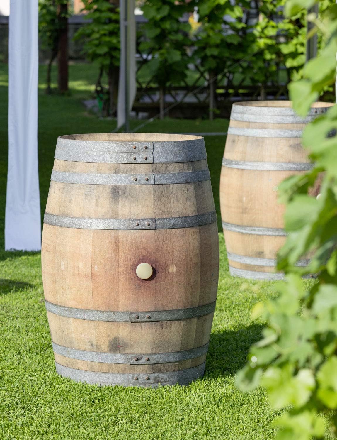 Temesso Stehtisch aus gebrauchtem Weinfass, Dekofass, Gartentisch aus Holzfass - Fass unbehandelt Orig