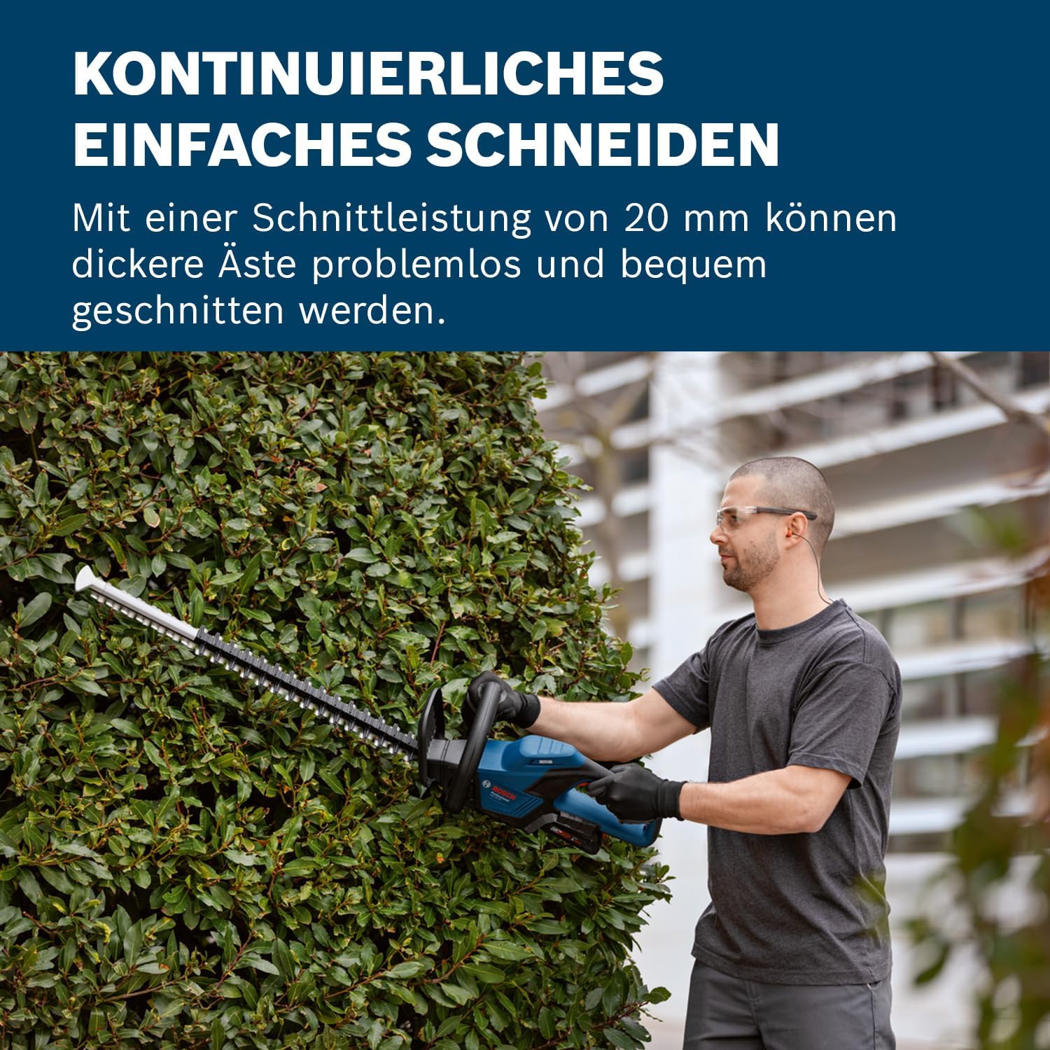 Bosch Professional 18V System Akku Heckenschere GHE 18V-50 (Schnittkapazität von 20 mm, 50-cm-Messer, bürstenloser Motor, ergonomisches Design)