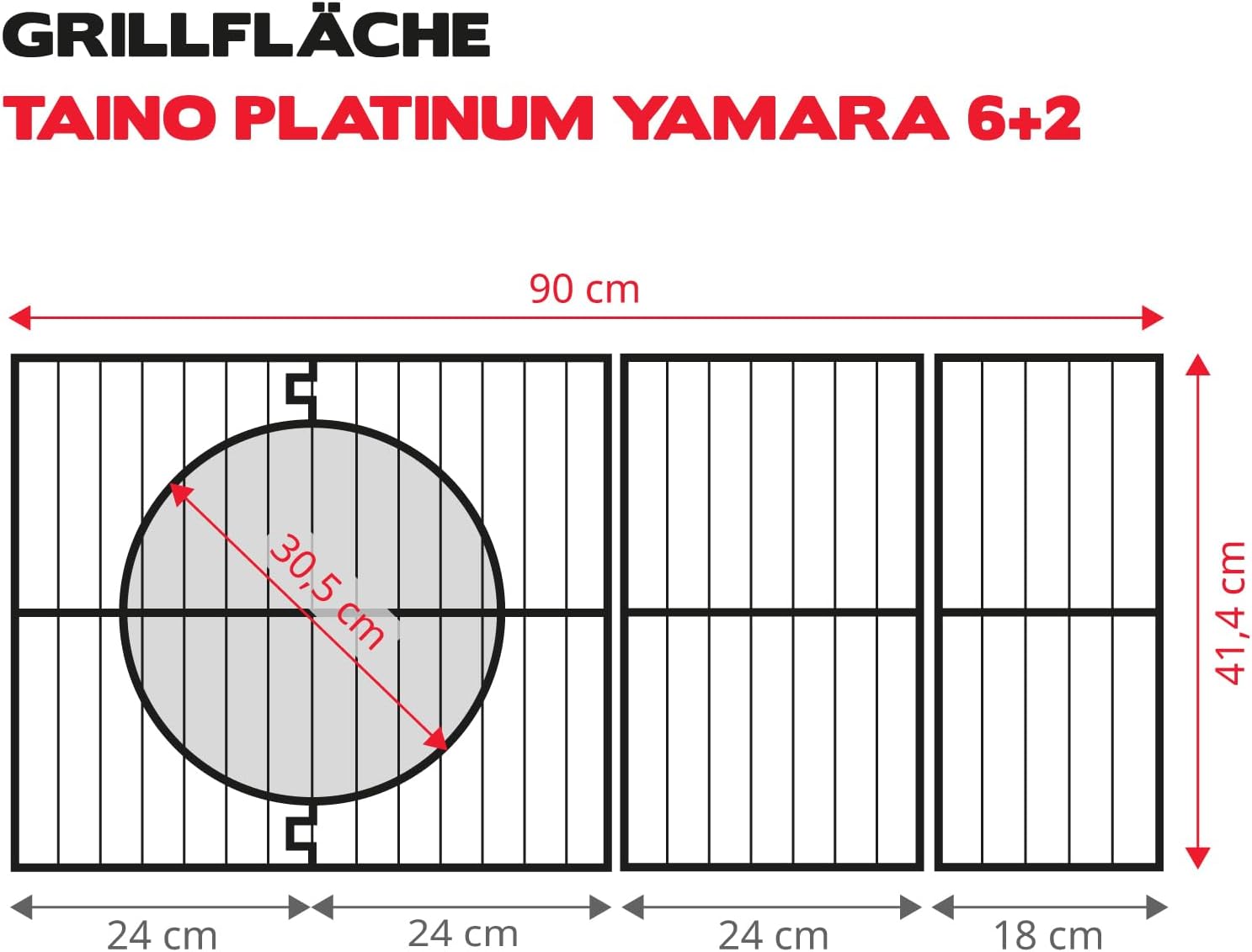 TAINO PLATINUM YAMARA 6+2 Gasgrill Edelstahl 6 Brenner Keramik Sear-Burner Keramik Backburner Piezo-Zündung Grillrost Gusseisen