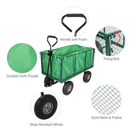 campMax Carrelli da giardino in acciaio a maglia, carrello da giardinaggio estraibile resistente con ruote e lati rimovibili, verde : Amazon.it: Giardino e giardinaggio
