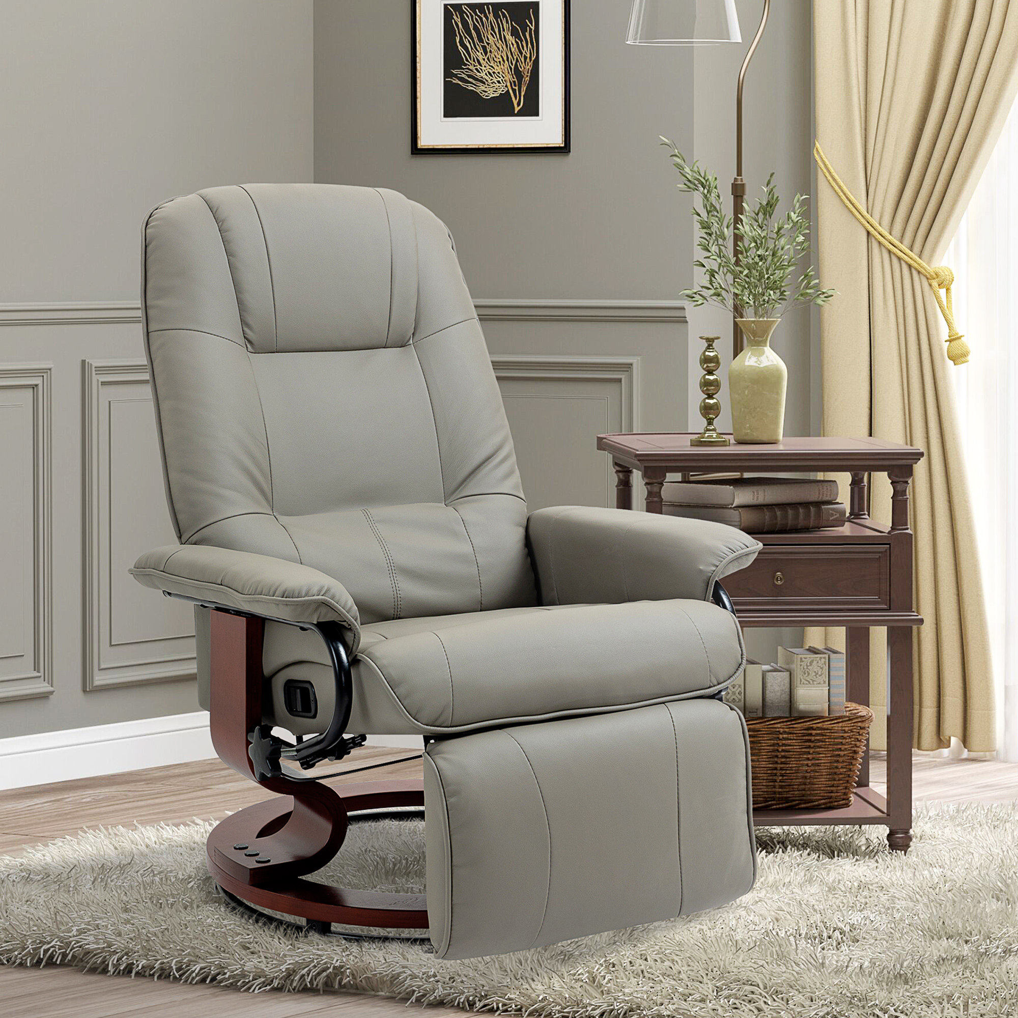 Relaxstoel Televisiestoel Ligstoel Kunstleder 360�� Draaistoel 145�� Kantelbaar Grijs 78 x 87 x 100 cm