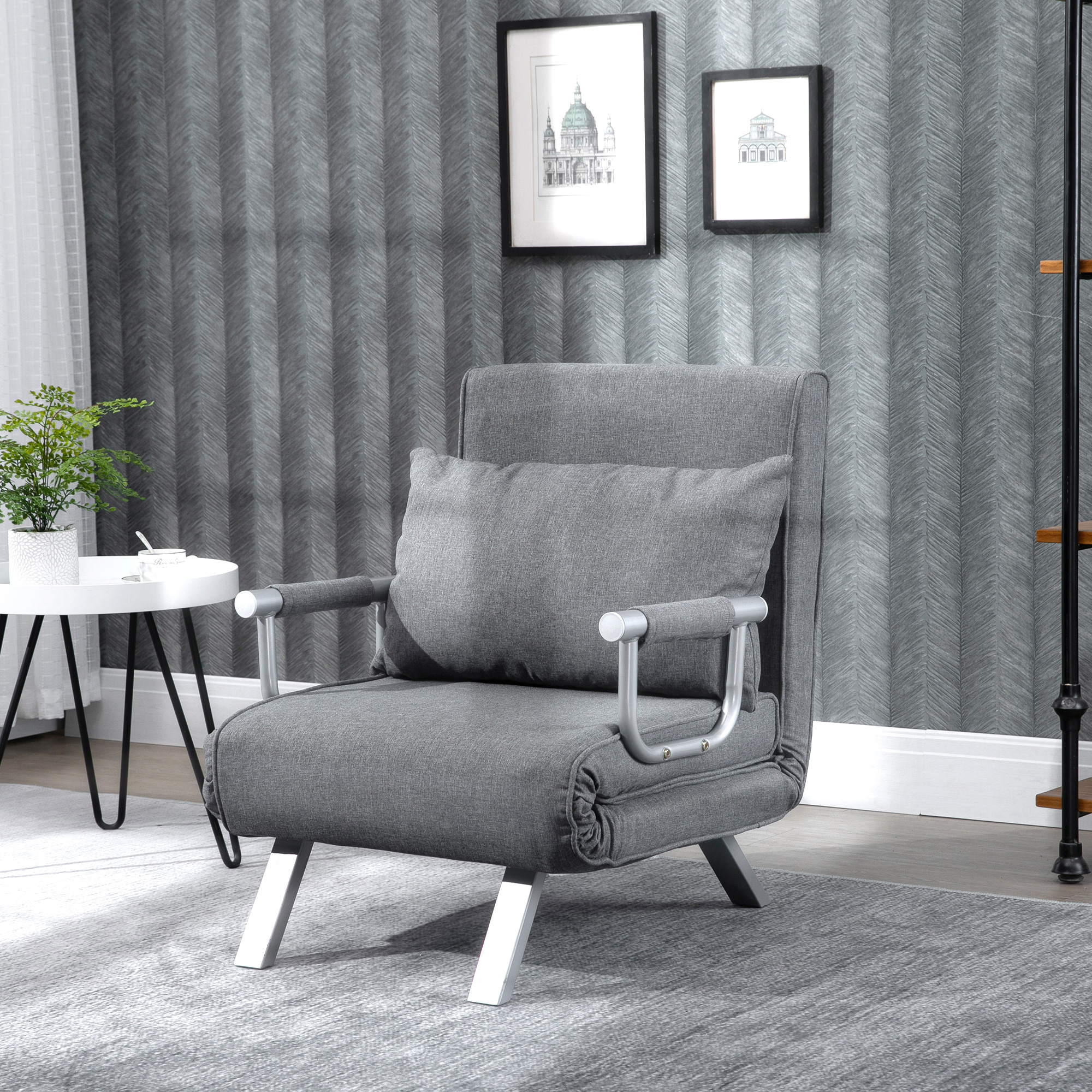 HOMCOM slaapbank met armleuningen slaapfauteuil logeerbed opklapbed chaise longue