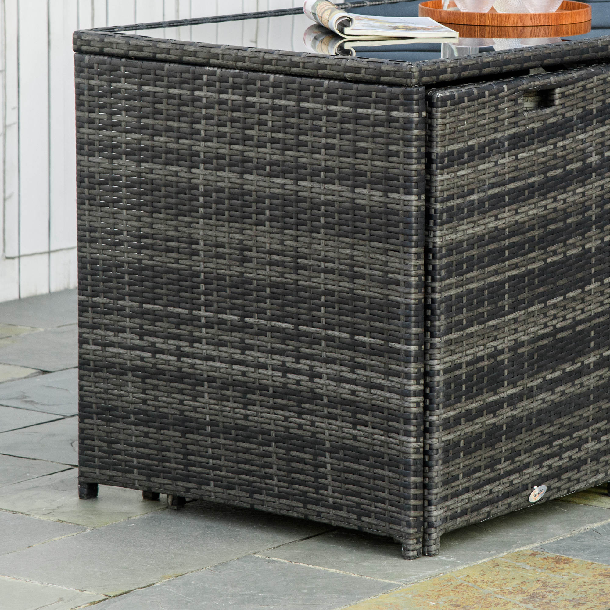 5 stuks Polyrattan tuinmeubelen rotan dining set tuinset grijs