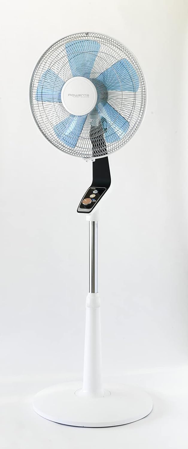 Rowenta VU5670F0 Ventilateur sur Pied Turbo avec Télécommande Silence Extrême 40 cm Silencieux Minuterie Oscillation 5 Vitesses 70W Ventilation Gris et Noir