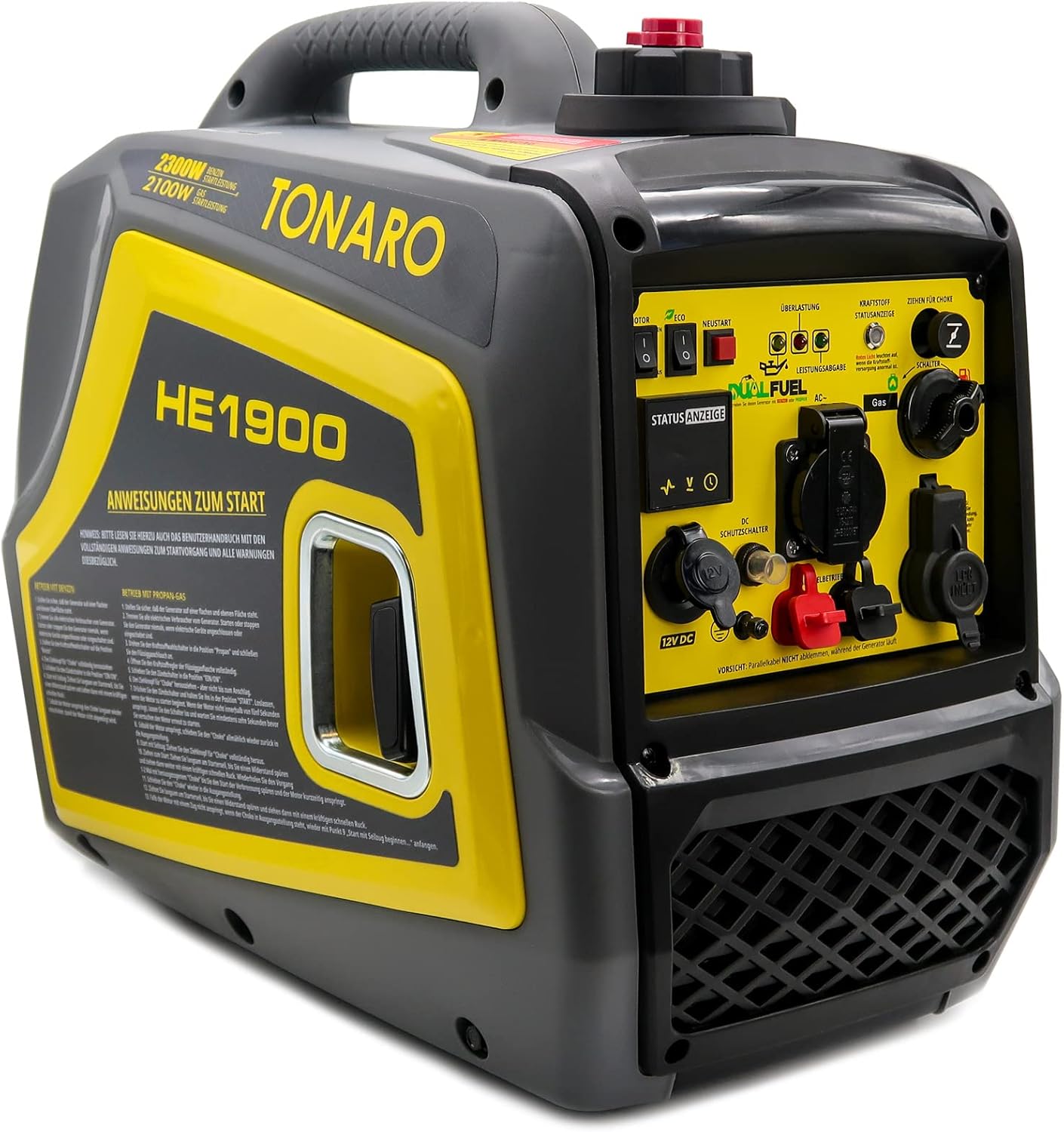 Stromgenerator Dual Fuel Inverter - mobiler 2300 Watt Stromerzeuger Benzin LPG Gas Generator - 4 Takt Notstromaggregat mit AVR-System - Leise Leicht Kompakt - Parallelbetrieb möglich