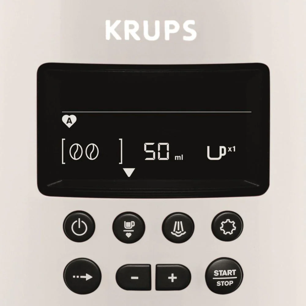 Krups Essential Kaffeevollautomat mit Milchschlauch, 2-Tassen-Funktion, LCD-Display, Einfache Reinigung, Kaffeemaschine, T��V-Siegel, Schwarz, EA816031
