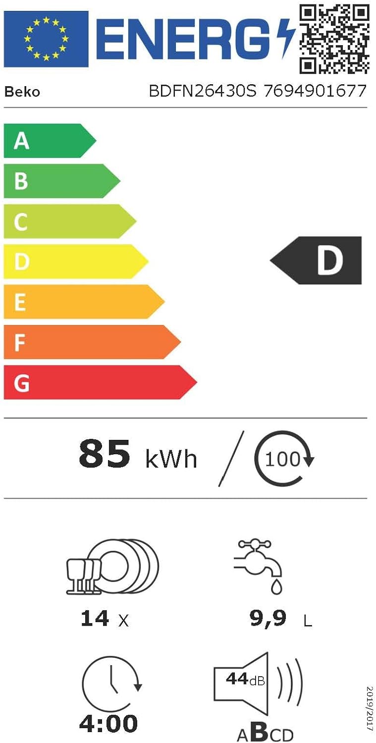 Beko BDFN26420W b300 freistehender Geschirrspüler, unterbaufhig, Platz für 14 Magedecke, Pro  Inverter Motor, TrayWash, HygieneIntense, 6 Programme, WaterSafe+, Wei