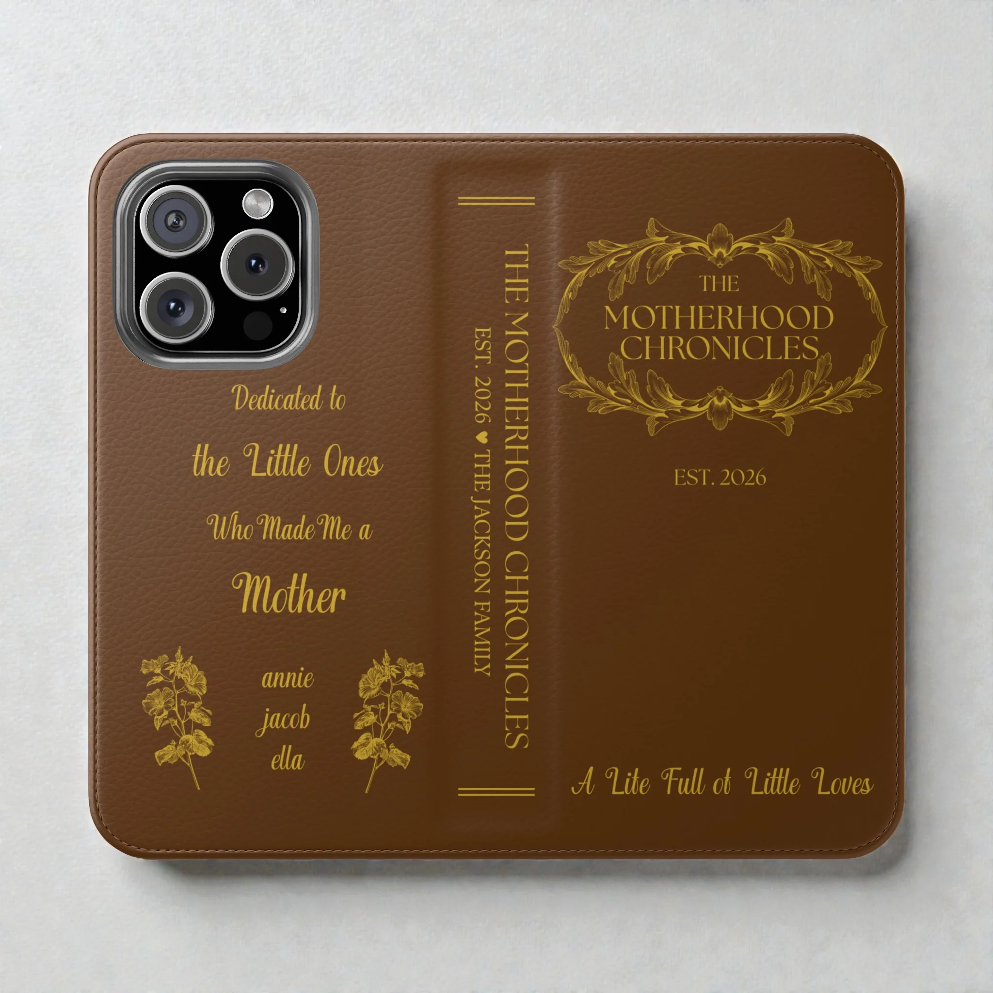 Motherhood Chronicles Faux-Leather Book Phone Case