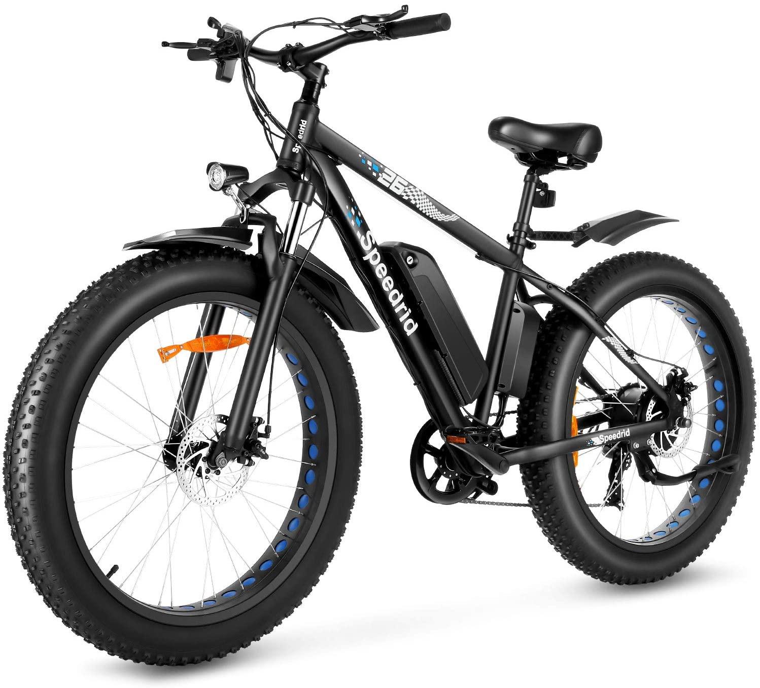 Speedrid Electric Bike 48V 500W Fat Tire Electric Bike Snow Bike 26??? 4.0, 48V 10Ah Removable Battery and Professional 7 Speed