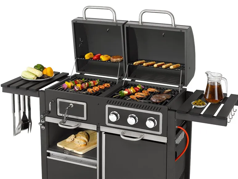 tepro Kohle-Gas-Grill ?Toronto Kombi?, 8,7 kW Leistung, 3 Edelstahlbrenner, 2 Ablagen