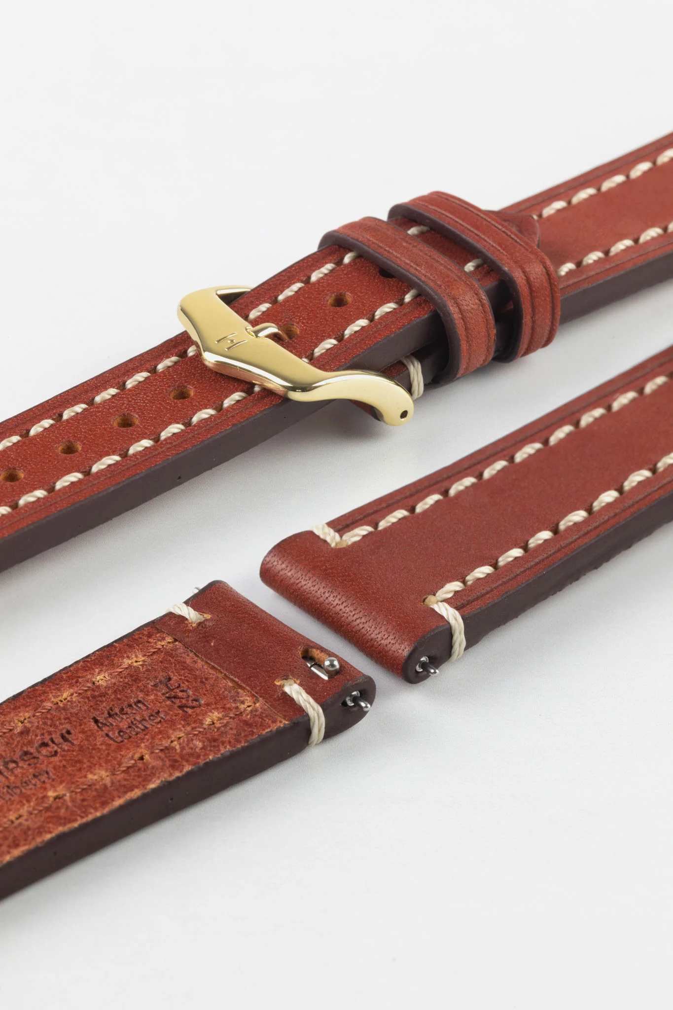 Hirsch LIBERTY Leather Watch Strap in GOLD BROWN