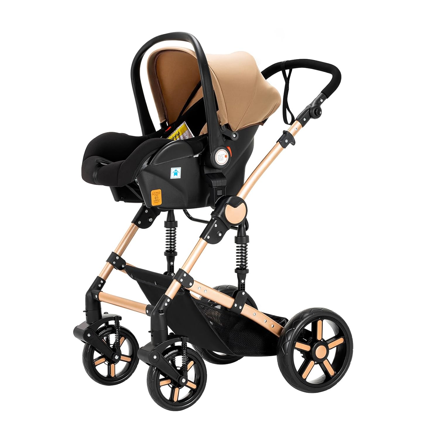 3 in 1 Kombikinderwagen 3 in 1 Reisesysteme Kinderwagen Infant Hochlandschaft Liegender Buggy Kinderwagen Neugeborenen Kinderwagen Faltbarer Standardkinderwagen (906 White)