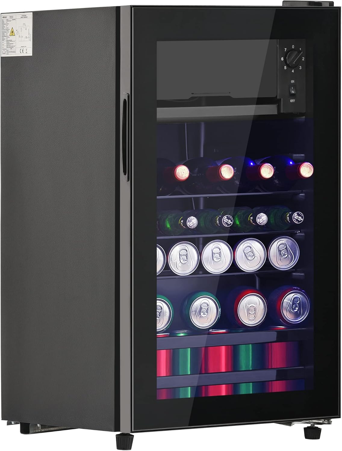 Merax Réfrigérateur Mini 76L avec Compartiment à Glace, Capacité pour 51 Canettes, Fonctionnement Silencieux, Système de Refroidissement à Compresseur, Économe en Énergie, Étagères Ajustables Noir