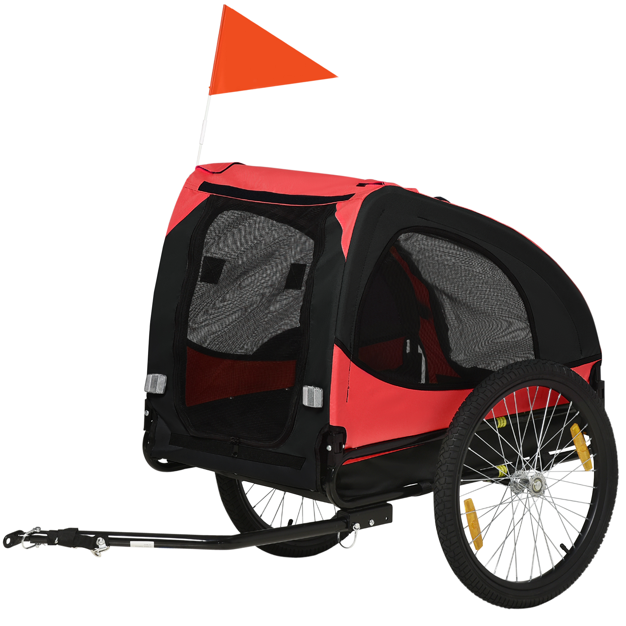 Opvouwbare Hondenaanhanger, Fietsaanhangwagen voor Honden, Waterbestendig, Oxford-stof, Metaal, 140 x 71 x 83 cm, Rood