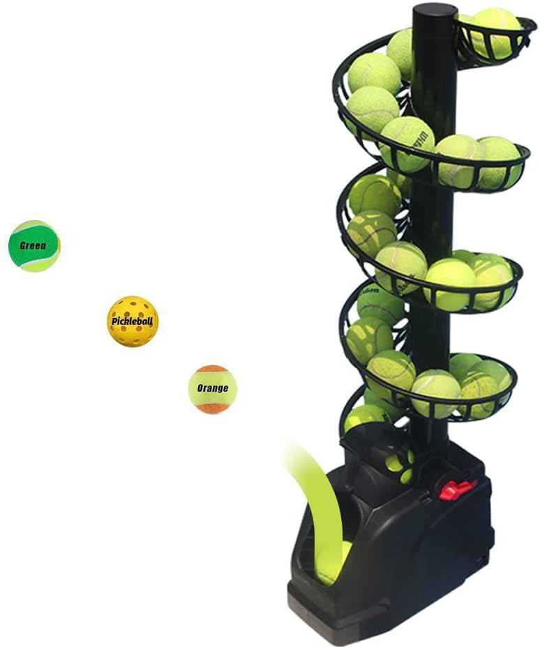 Tennisbälle Ballmaschine Tragbarer Tennisball-Maschine Solo Tennistrainer AC&Batterie Zuhause/Gericht Ballwurfmaschinen
