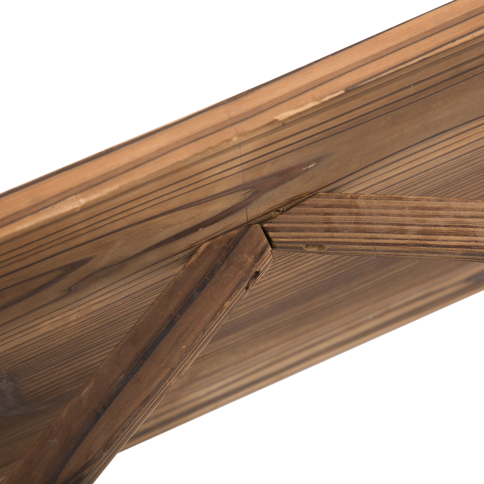 Outsunny Tuinbank bank tuinmeubelen armleuning wagen wielen design massief hout bruin