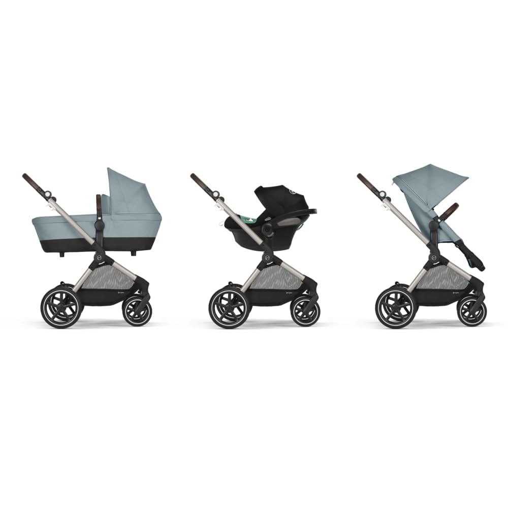 CYBEX Gold Kinderwagen EOS Lux 2-in-1, Reisesystem, Ab Geburt bis 22 kg (ca. 4 Jahre), Moon Black