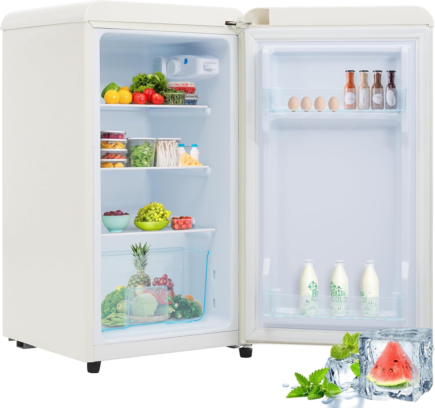 Merax Kühlschrank mit Gefrierfach, Kühl-Gefrierkombination, klein Kühlschrank mit 51L und Gefrierschrank 21L, Leise, LED, Glasablagen, Gemüsefach, Türablagen, für Küche, Wohnzimmer, Büro, Schwarz