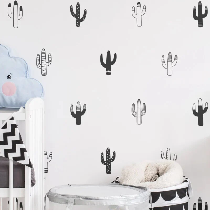 Cactus Wall Decals for Nursery - Black