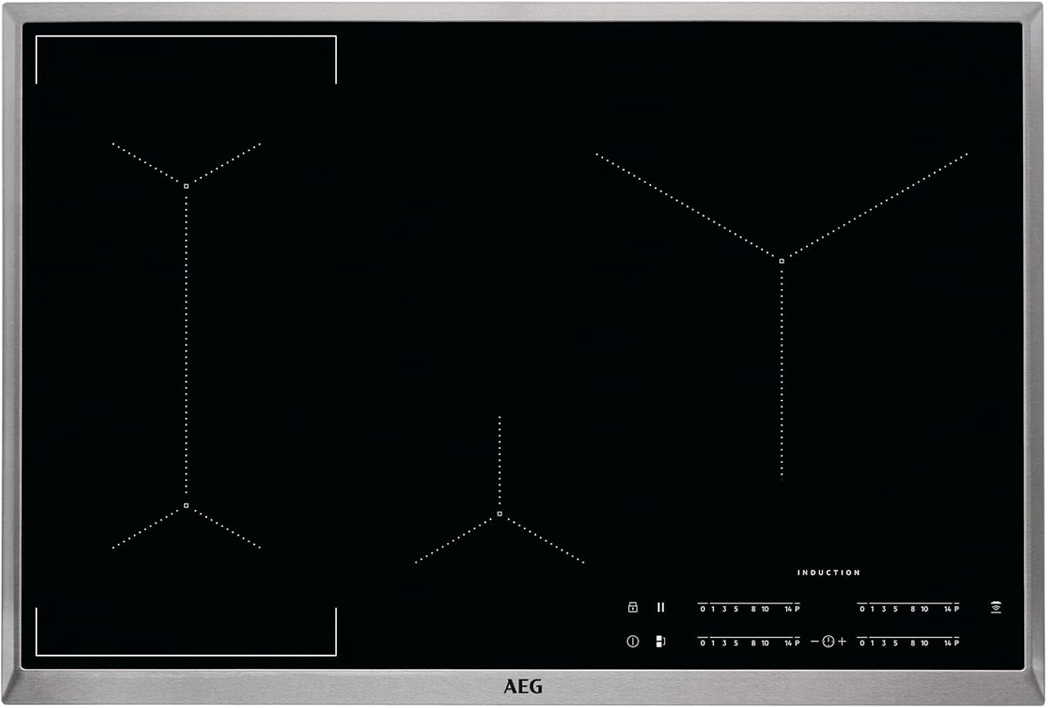 AEG Induktionskochfeld autark 80cm mit Dunstabzug / Made in Germany / 4 Flex-Kochzonen mit Bridge (Kombination 2er Zonen) / Auto-Funktion des Dunstabzugs / Aktivkohlefilter / COLI84COXB