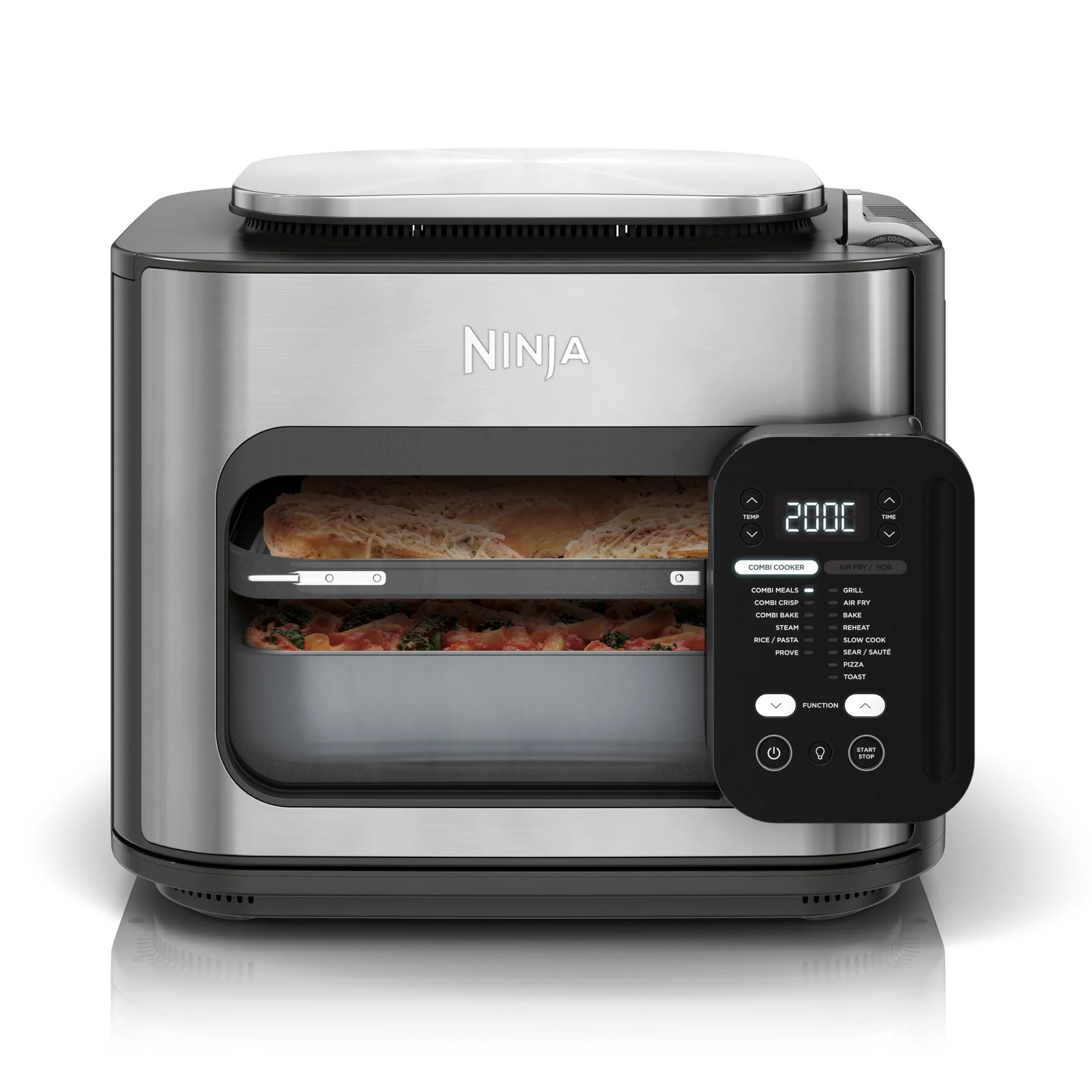2025 Ninja Combi 12-in-1 Multikoker, Oven & Heteluchtfriteuse, 12 kookfuncties, Air Fryer & Grillen, bereiding in 15 min, met bakplaat, pan, Crisper rooster, receptenhandleiding, grijs, SFP700EU*