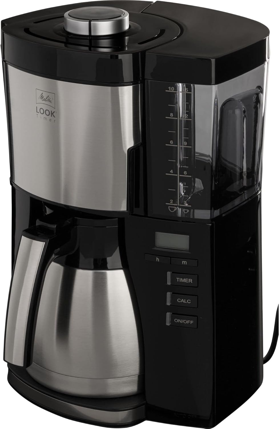 Melitta Look Timer - Filterkaffeemaschine - Thermokanne - Timer Funktion - Tropfstopp - 10 Tassen - Schwarz (1025-18)