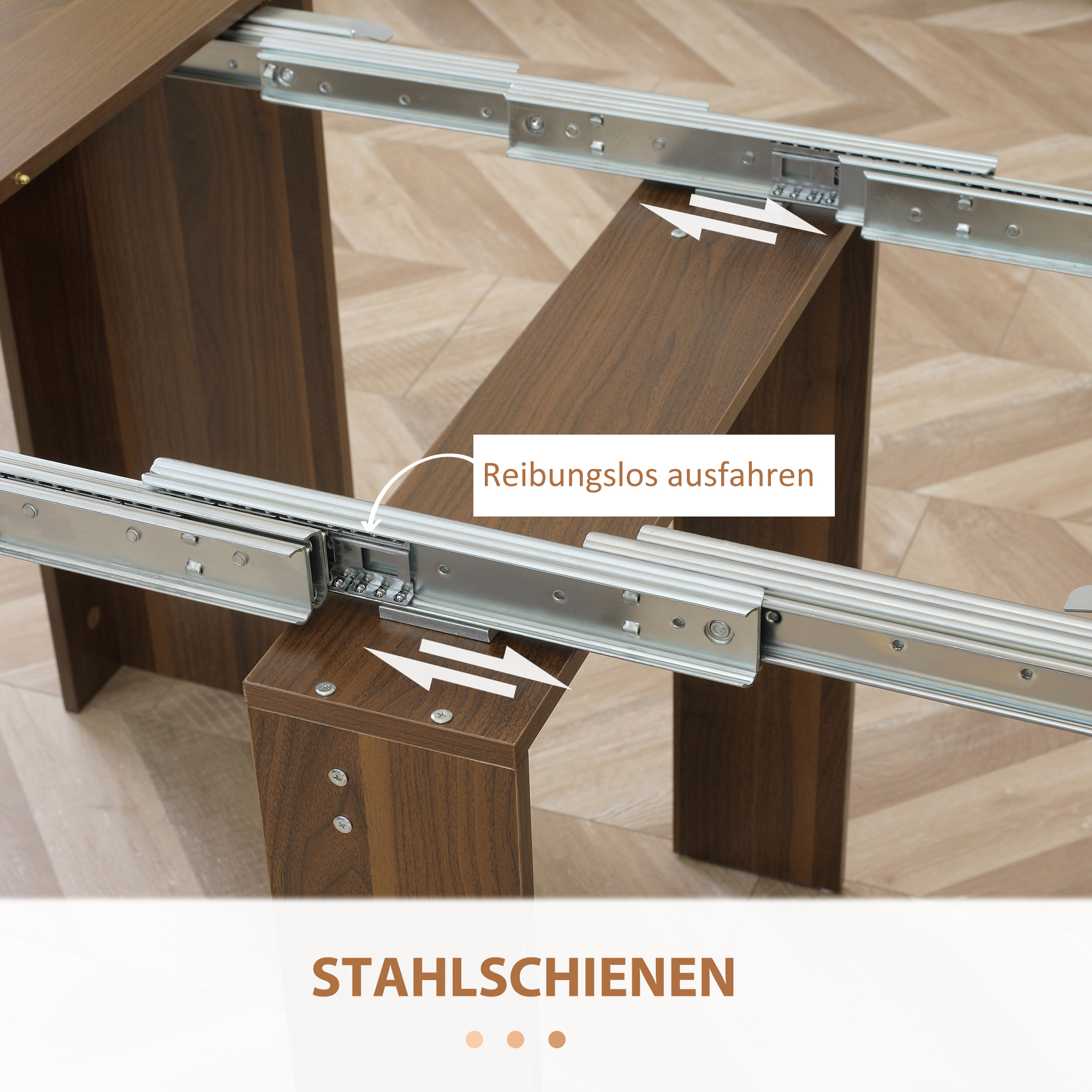 Uitklapbare Uitschuifbare Eettafel - Mobiele Eettafel - Modern Ontwerp - 180cm x 85cm x 75cm - Bruin