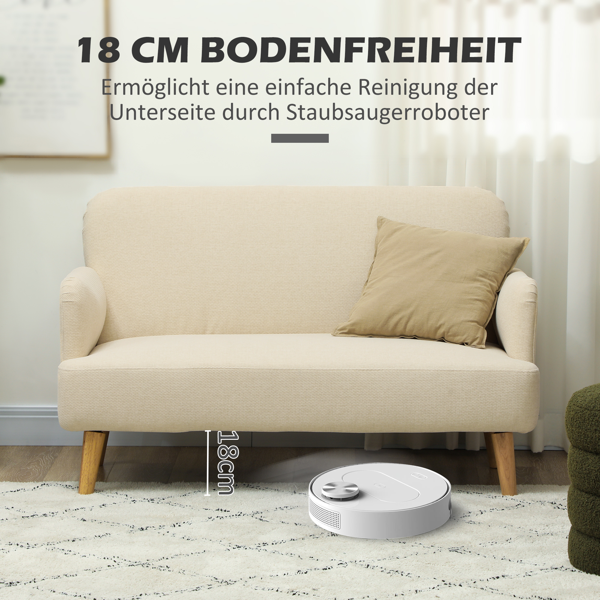 Tweezitsbank, Compact, Huidvriendelijke Bekleding, Tot 240 kg, 130x74x79 cm, Cr��mewit