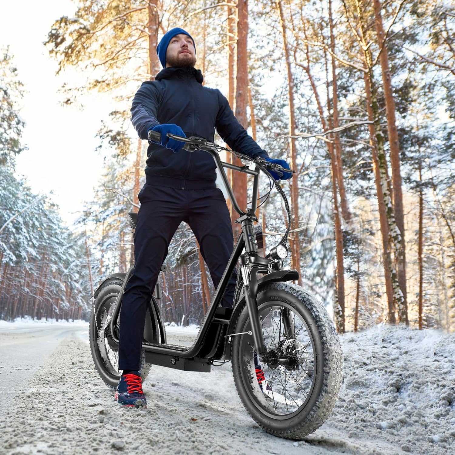 Caroma Peak 800W Foldable Adult Electric Scooter with 20-inch Wide Tires, 48V Battery, Basket, and Adjustable Seat