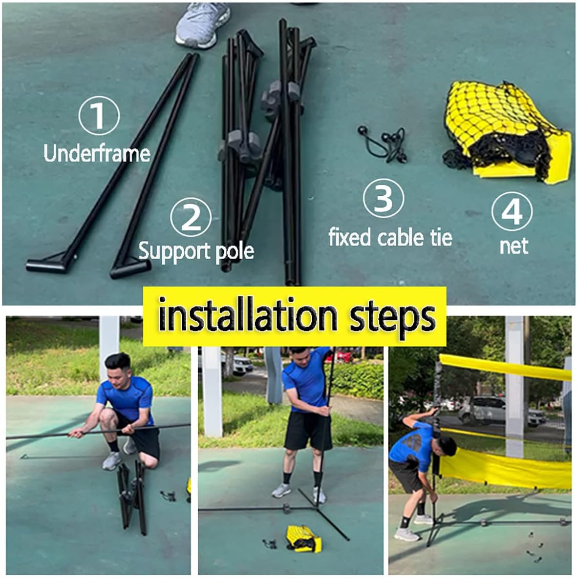 Tragbarer Tennis-Rebounder, Tennis-Übungswand für das Training im Innen- und Außenbereich, Trainingsgerät, Tennis-Rebound-Netz, für Grundschläge und Volley-Tennis (Größe: 1,8 x 3,5 m)