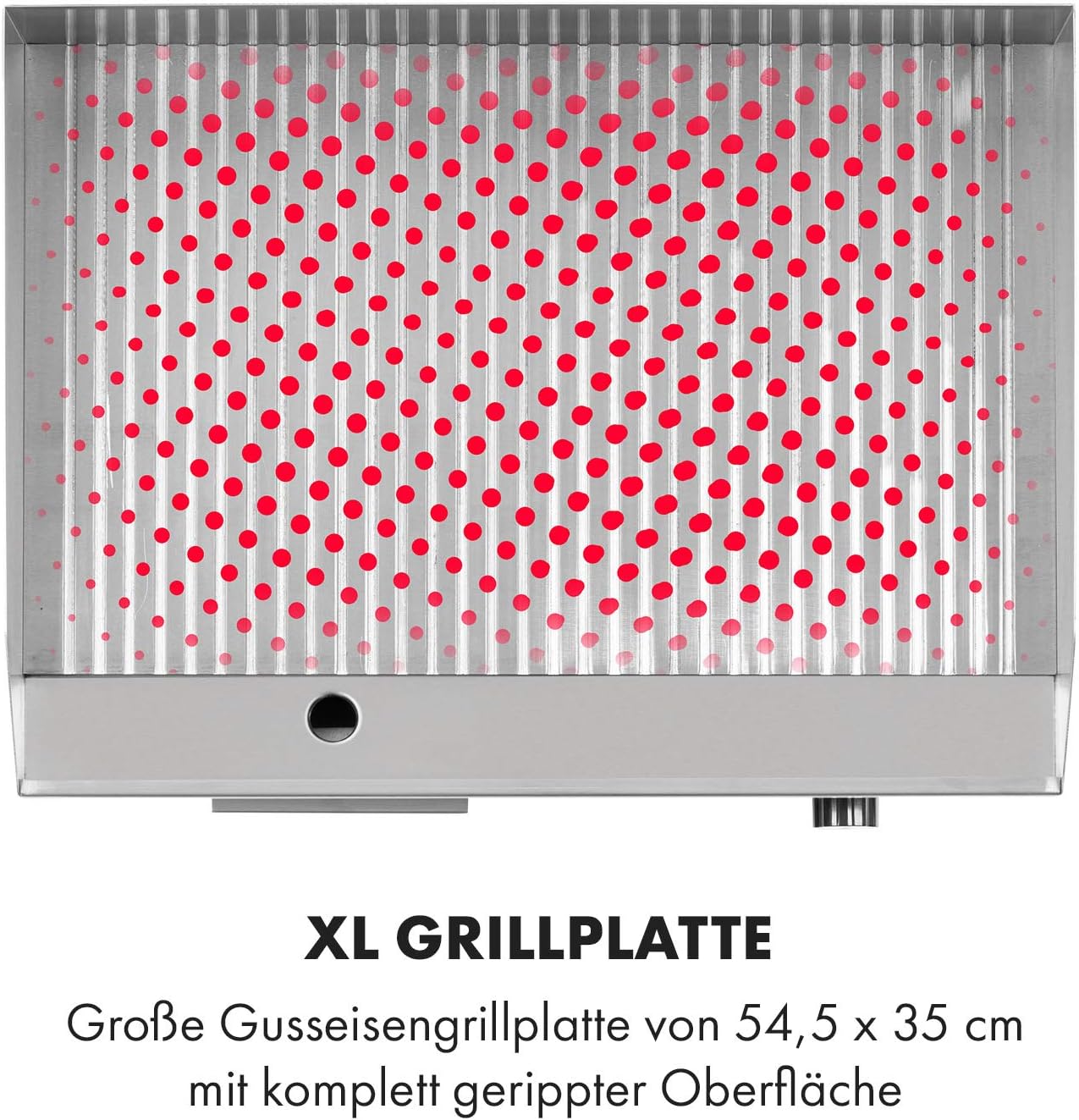 Klarstein Elektrogrill, Grillplatte, Elektrische Grillplatte, Tischgrill, Elektrogrill aus Edelstahl, Spritzschutz & Auffangbehälter, Glatte XL Grillfläche: 54,5x35 cm, Stufenlos 50-300 °C, 3000 Watt