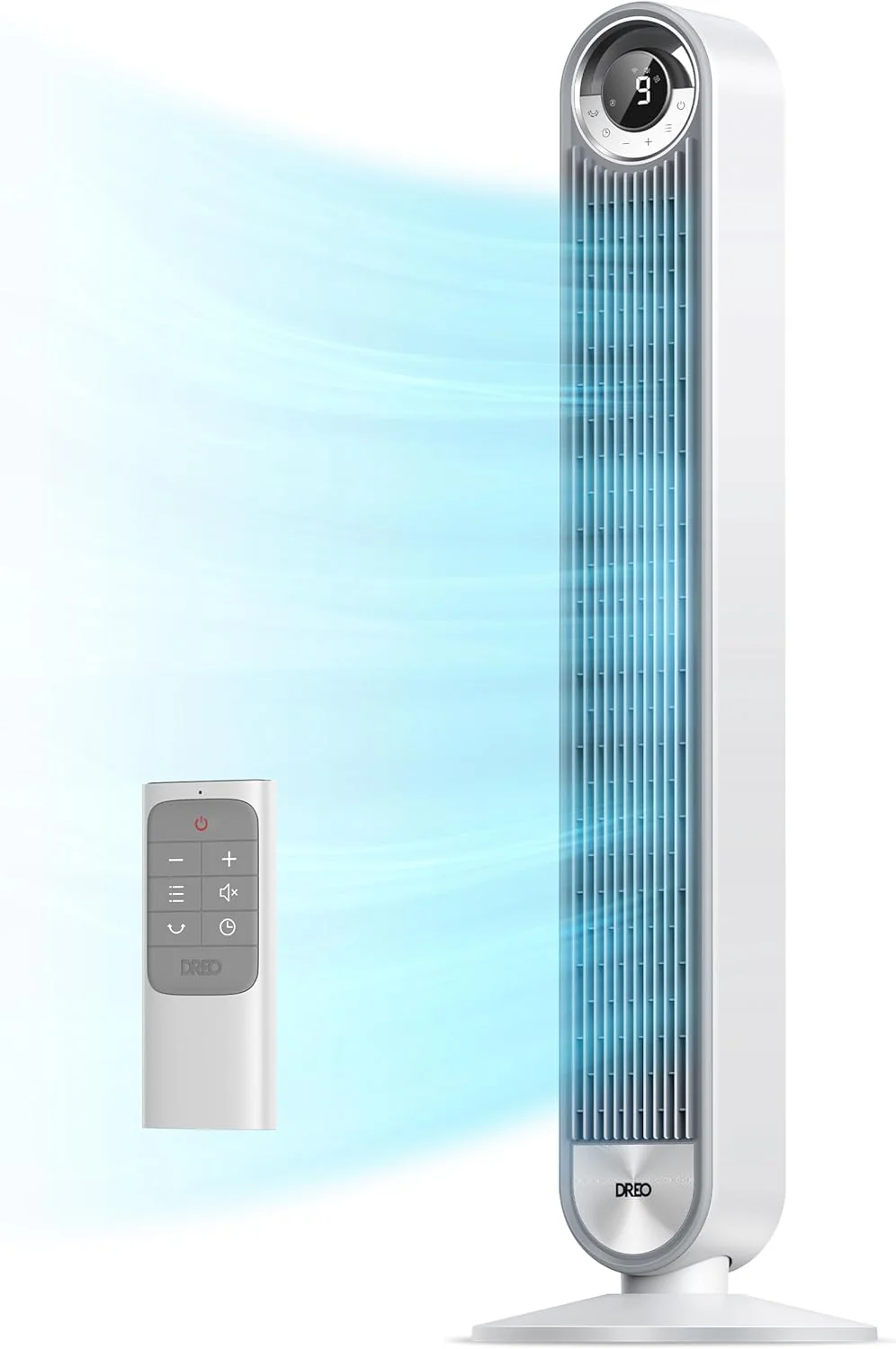 DREO Tower Fan for Bedroom. 90掳 Oscillating Standing Fan with 28ft/s Velocity. 20dB Quiet for Sleep. DC Motor. 9 Speeds. 4 Modes. 12H Timer. Voice & APP & Remote Control. 42 Cruiser Pro T2 S