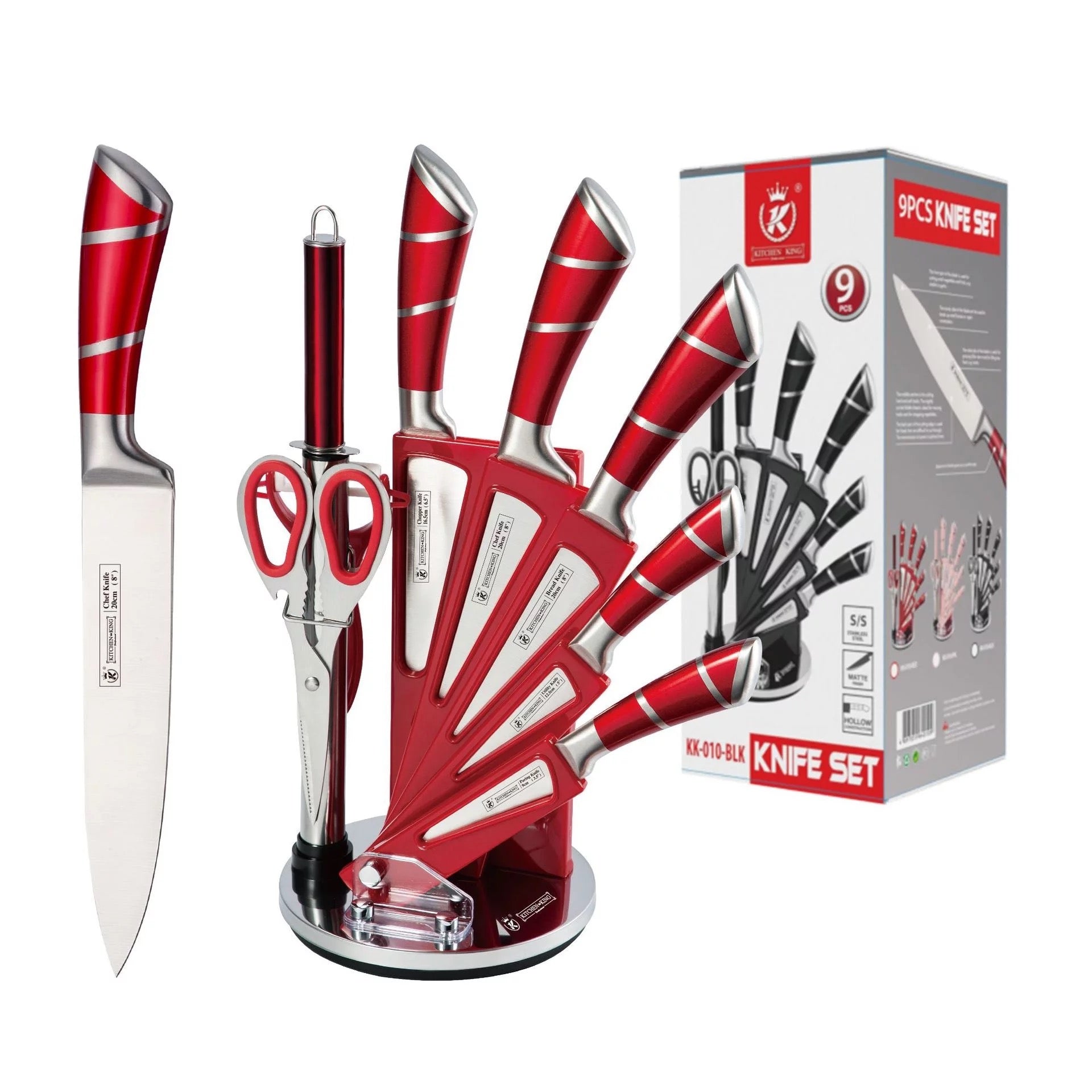 9 Piece Red Knives Set