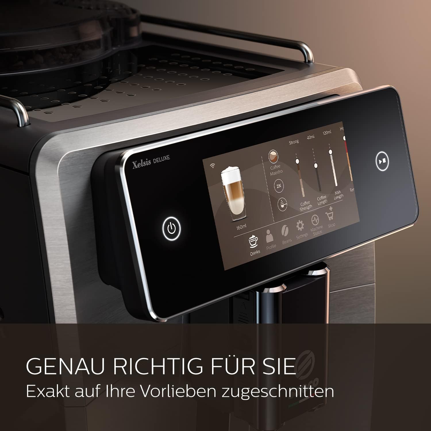 Saeco GranAroma Fully Automatic Espresso Machine, 16 Beverages, 6 User Profiles, Colored TFT Display, Metal Front, SM6585/00