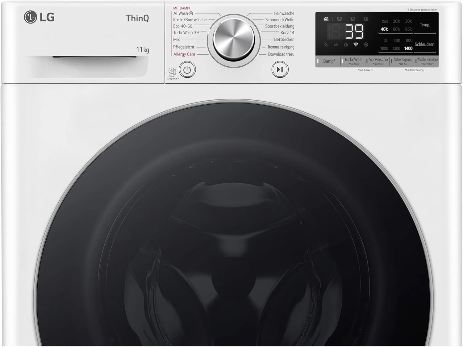 LG F4WV7080, Klasse A, Voorlader Wasmachine 8 kg, 1400 tpm, AI Direct Drive, Wi-Fi, Dieptereiniging met Stoom, Grote Capaciteit, TRIPLE A, Veiligheidsglas Buitendeur, 62 x 60 x 85 cm ? Wit