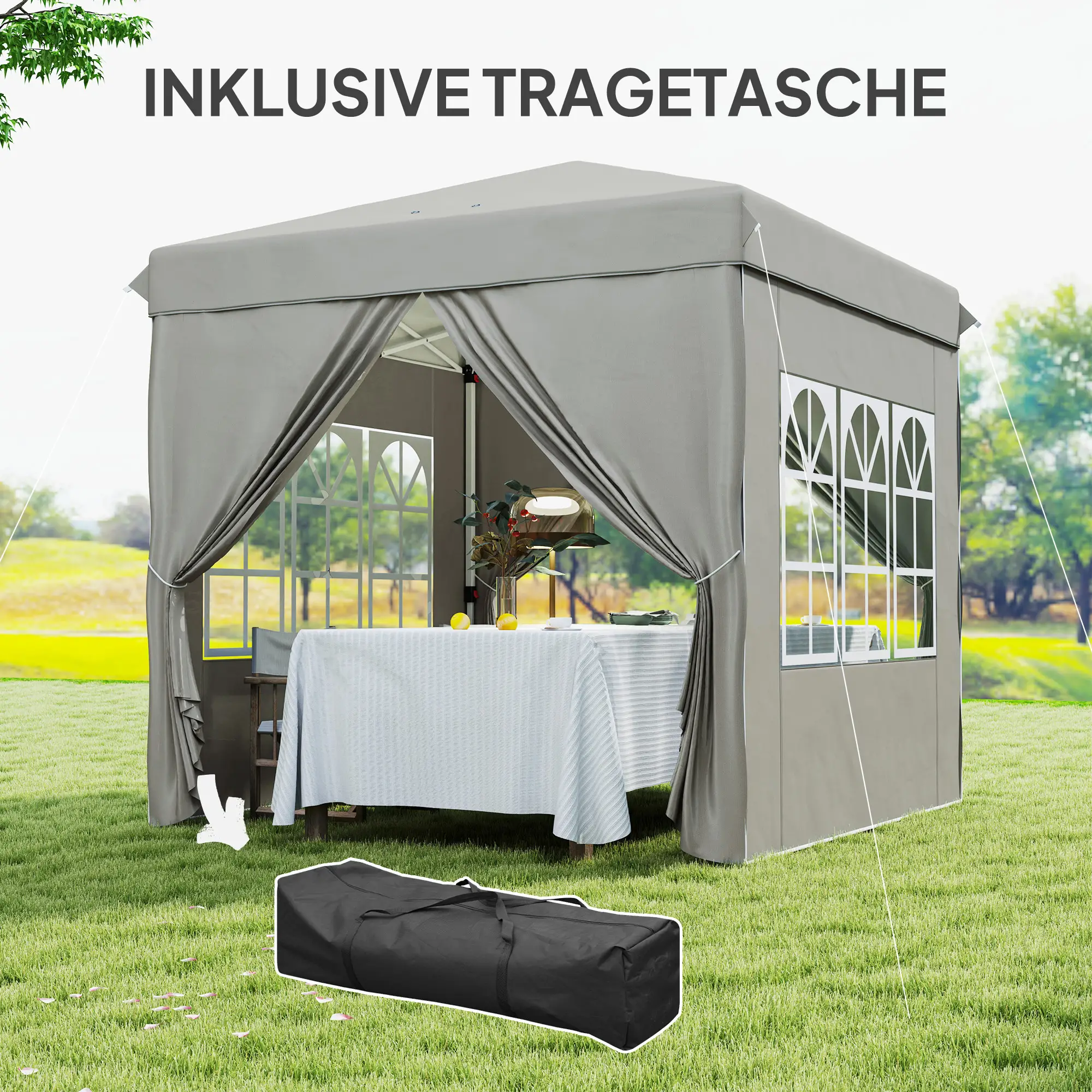 Outsunny vouwpaviljoen 2,5��2,5 m met uv-bescherming en zijwanden