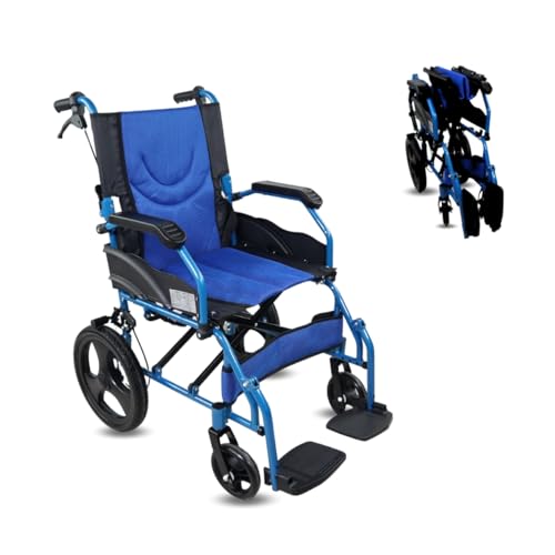 Mobiclinic, Sedia a rotelle da transito, Pirámide, Carrozzina pieghevole, Alluminio, Freno sulle maniglie, Per anziani, Poggiapiedi, Braccioli, Marchio ce, Leggera, Seduta 46 cm, Blu : Amazon.it: Salute e cura della persona