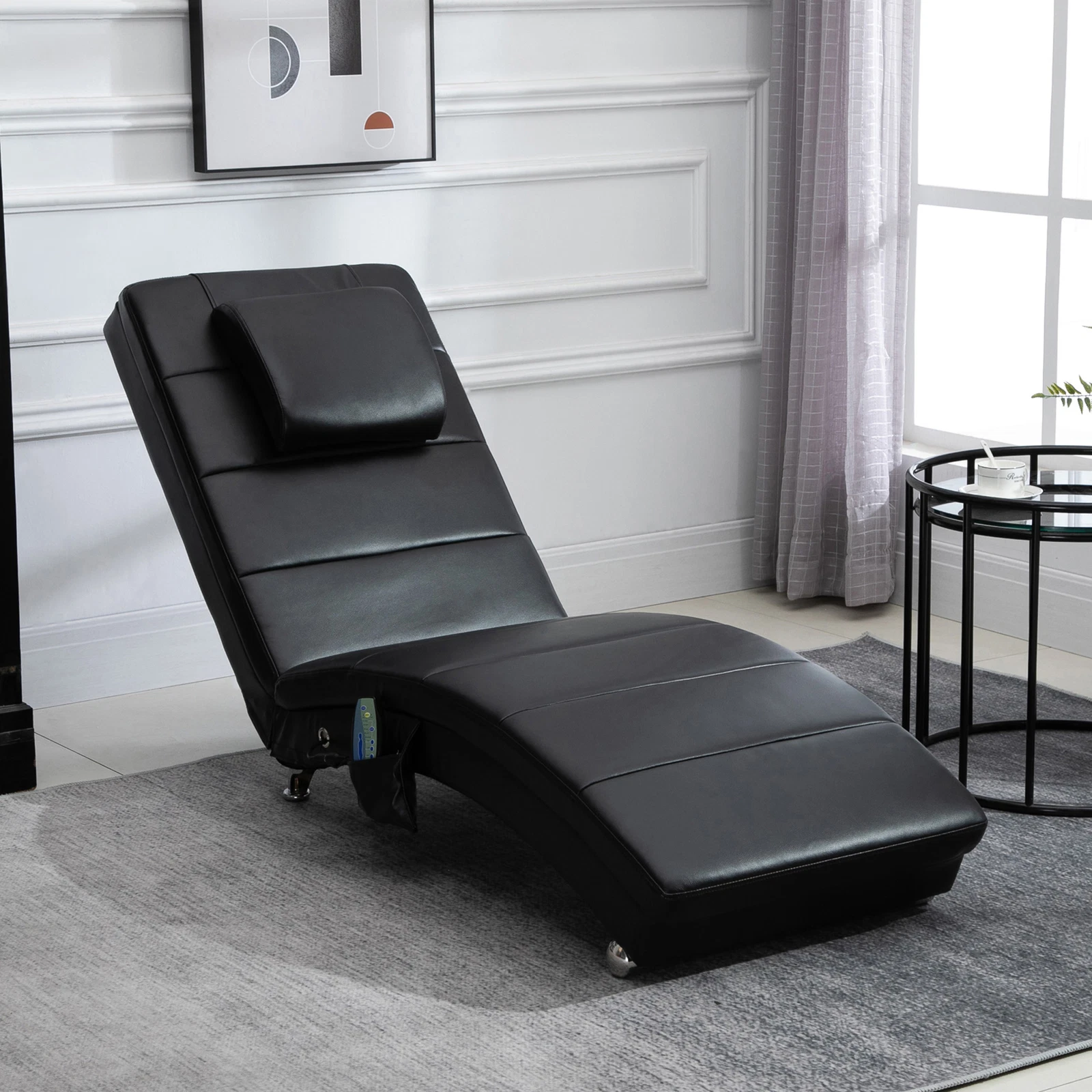 Relaxligstoel met massagefunctie �C Loungestoel Chaise Longue in Zero-Gravity design �C Zwart