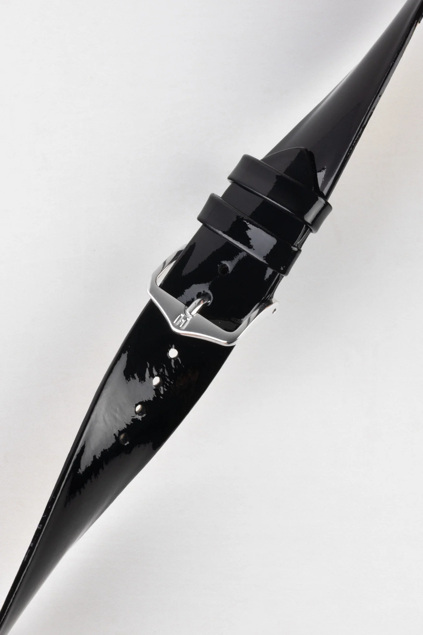 Hirsch DIVA Glossy Ladies Leather Watch Strap in JET BLACK