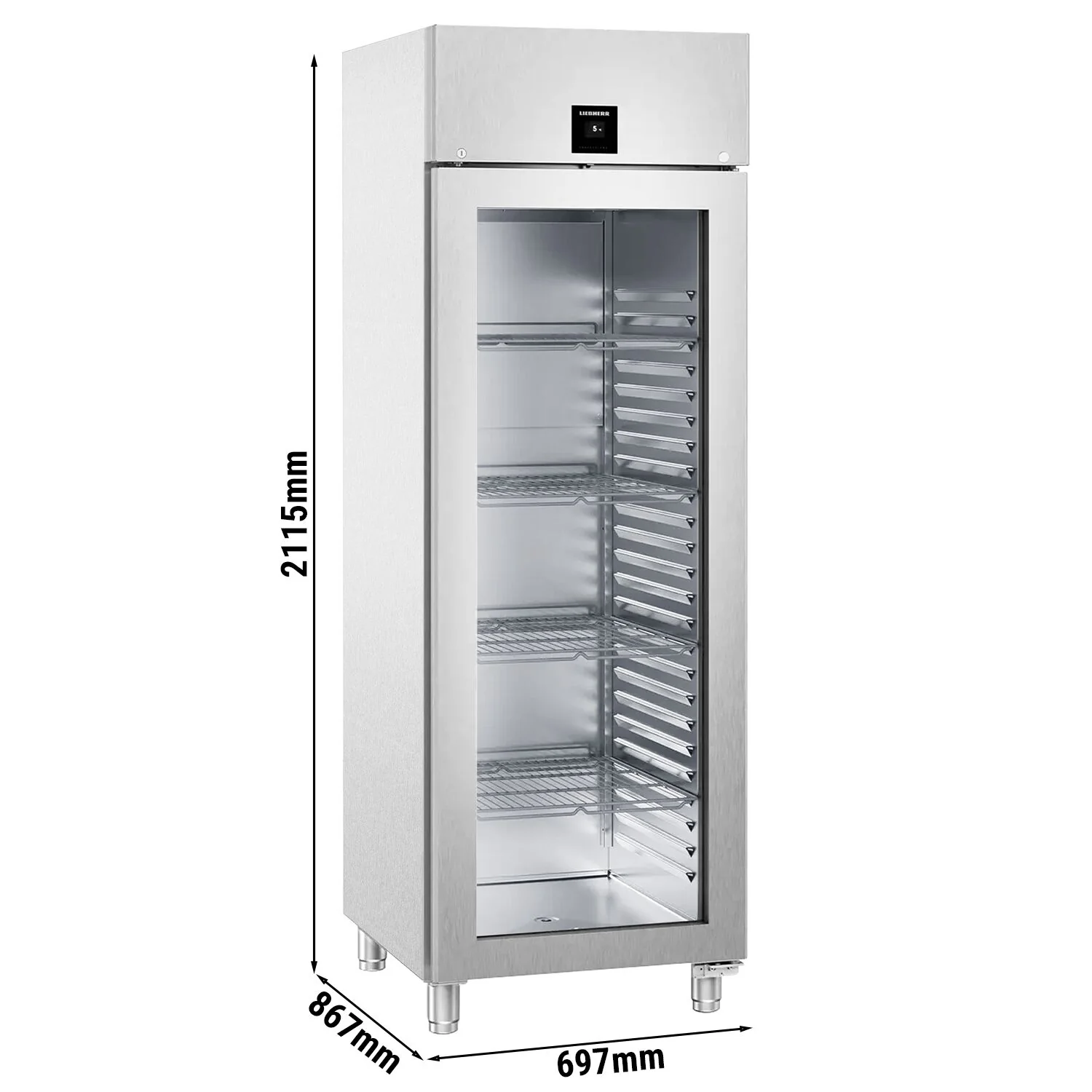 LIEBHERR | Kjøleskap i rustfritt stål PERFECTION - 625 liter - GN 2/1 - innvendig i rustfritt stål - med 1 glassdør